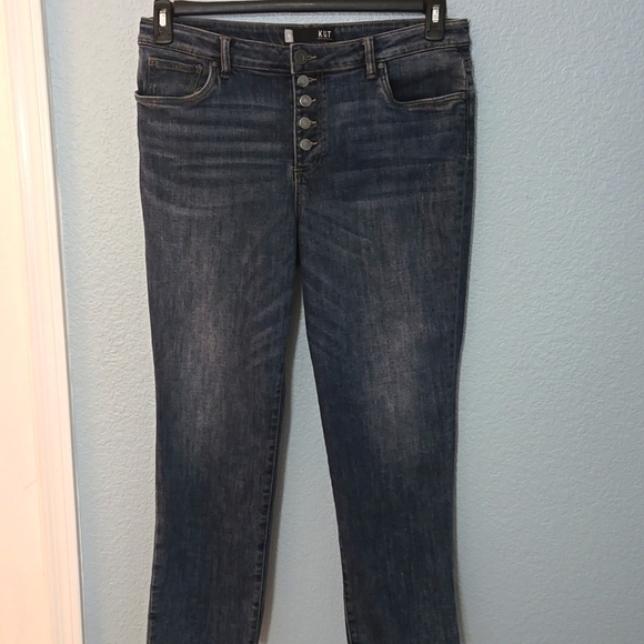 KUT FROM KLOTH Reese High Rise Ankle Straight Leg Rare Button Fly Jeans sz 16 - Picture 2 of 16